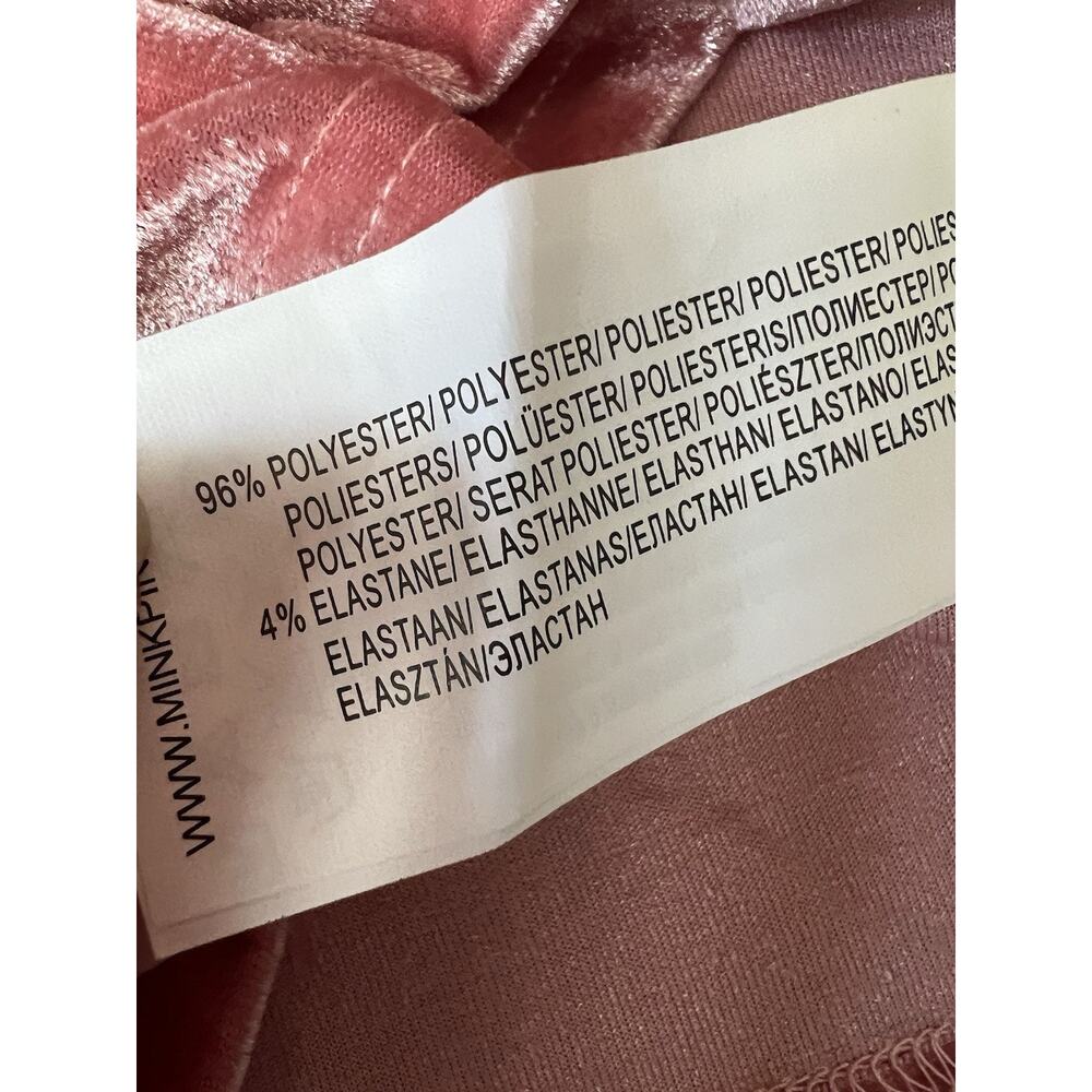 MINKPINK Ruched Pink Velvet Stretch Puff Sleeve Top Blouse - Picture 10 of 13